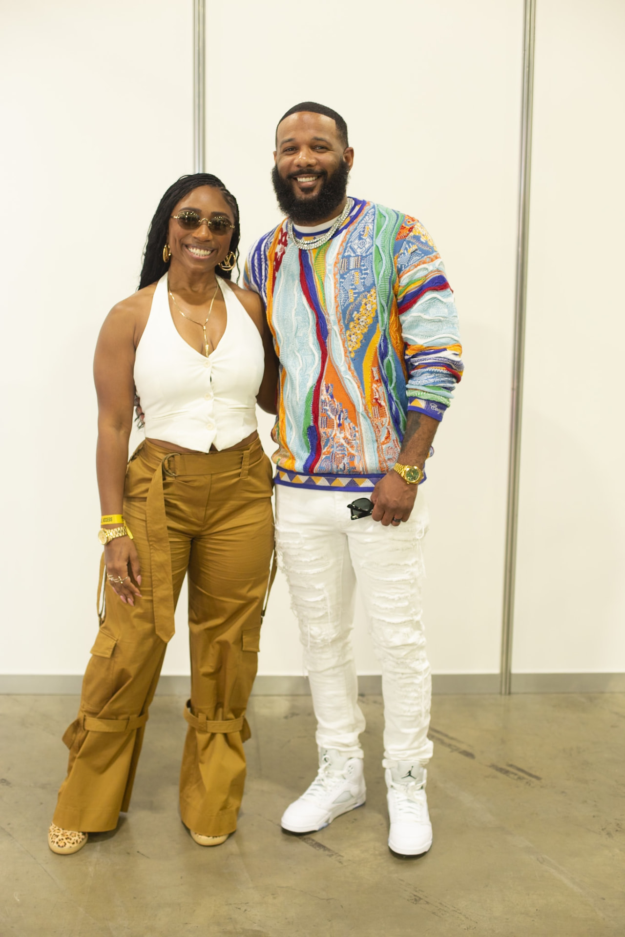 Celebrity portrait — artist couple at a private event